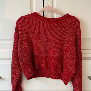 Red with a hint of gold knit sweater